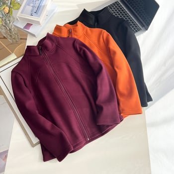 Plus-size ženski kardigan- dukserica s flis podom, stojeći ovratnik, slim fit, 90–95% poliestera