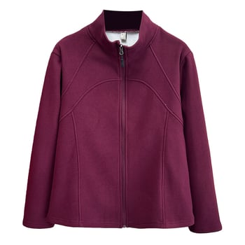 Plus-size ženski kardigan- dukserica s flis podom, stojeći ovratnik, slim fit, 90–95% poliestera