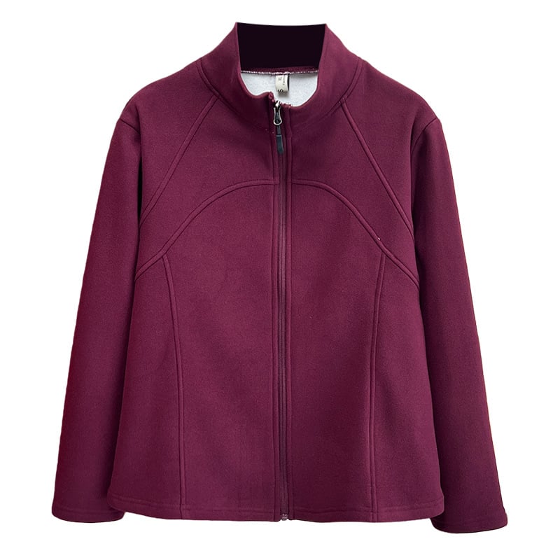 Plus-size ženski kardigan- dukserica s flis podom, stojeći ovratnik, slim fit, 90–95% poliestera