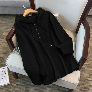 Ženski pamukasti dukserica s kapuljom, lagan materijal, 80–90% pamuk, dugi rukavi, srednja duljina, elegantan gradski stil