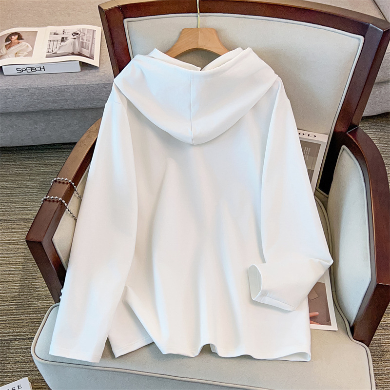 Ženski pamukasti dukserica s kapuljom, lagan materijal, 80–90% pamuk, dugi rukavi, srednja duljina, elegantan gradski stil