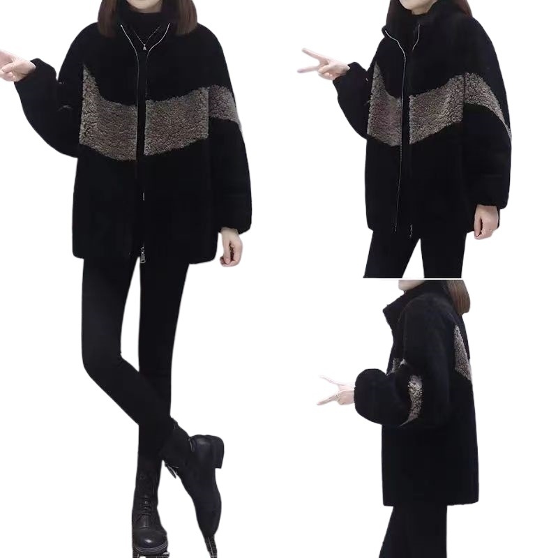 Γυναικείο fleece μπουφάν με φερμουάρ, polo γιακά, μακριά μανίκια, άνετη γραμμή; ύφασμα πολυεστέρα-ελαστάν.