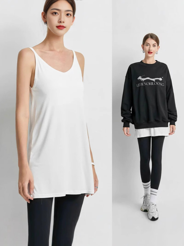 Női középmagasságú, ujjatlan top sling stílusban, milk-silk anyag, elasztán és regenerált cellulóz rostokkal