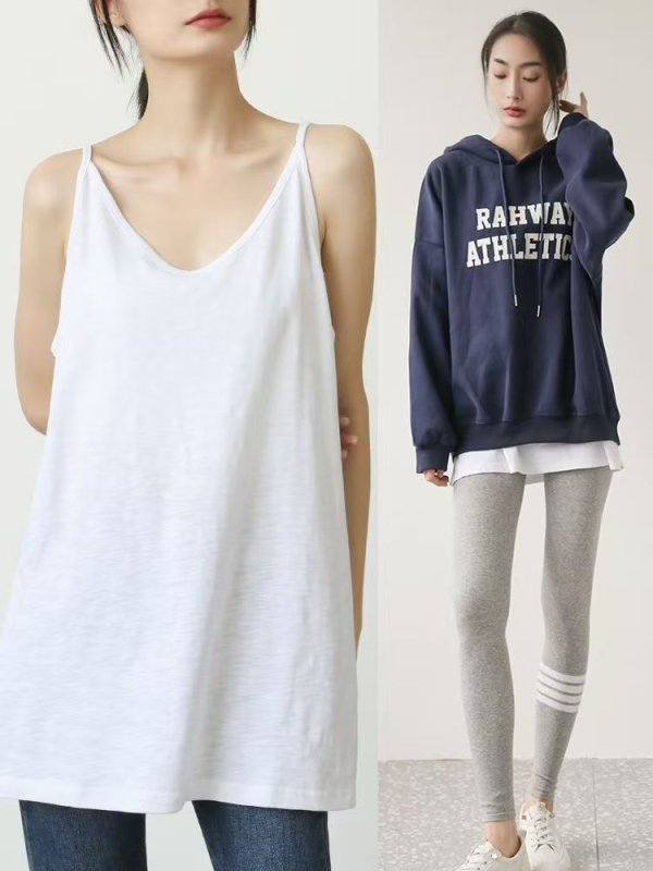 Női középmagasságú, ujjatlan top sling stílusban, milk-silk anyag, elasztán és regenerált cellulóz rostokkal