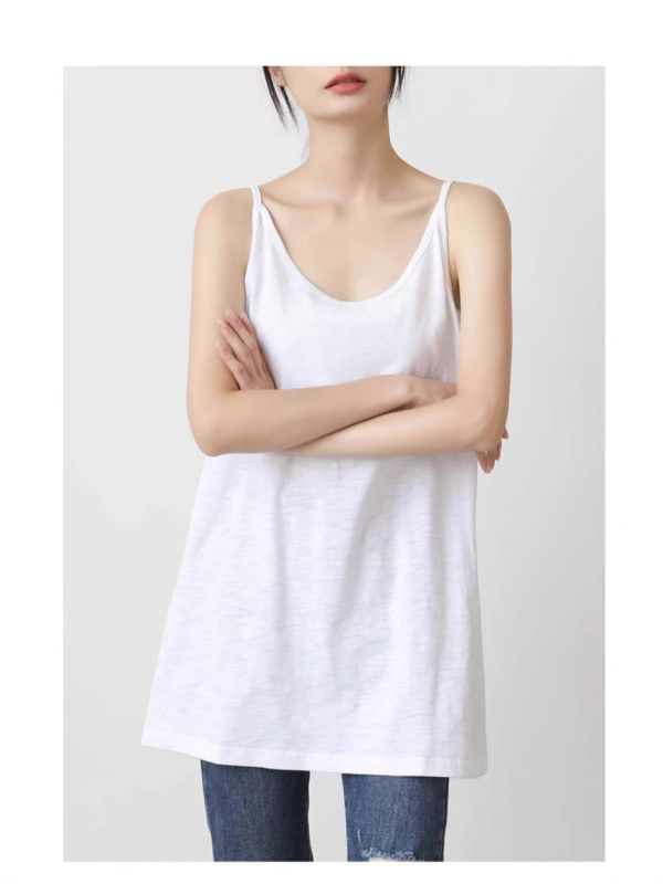 Női középmagasságú, ujjatlan top sling stílusban, milk-silk anyag, elasztán és regenerált cellulóz rostokkal