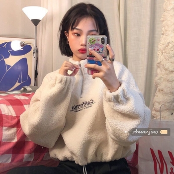 Hanorac de damă din fleece cu guler înalt și fermoar, poliester cu elastan, croială lejeră, mâneci lungi