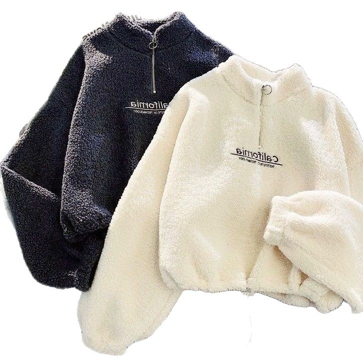 Hanorac de damă din fleece cu guler înalt și fermoar, poliester cu elastan, croială lejeră, mâneci lungi