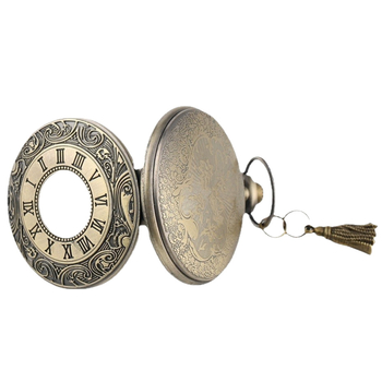 Retro lielas romiešu kabatas pulkstenis ar kaklarotu, klasisks raksts, kvarca mehānisms Pearl, nerūsējošā tērauda korpuss