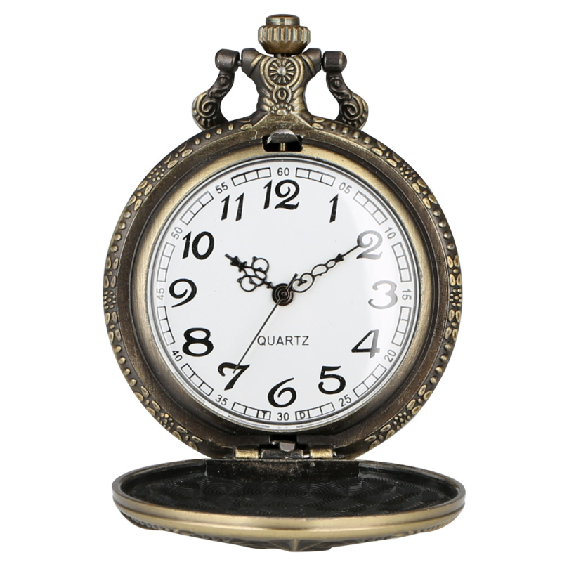 Retro lielas romiešu kabatas pulkstenis ar kaklarotu, klasisks raksts, kvarca mehānisms Pearl, nerūsējošā tērauda korpuss