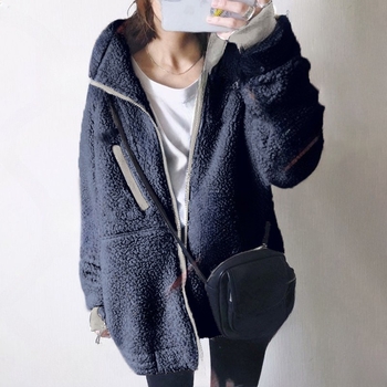 Ζακέτα-σουίτερ με κουκούλα σε ιαπωνικό στυλ, μακριά μανίκια, ύφασμα από βαμβάκι-μίγμα, Χειμώνας 2024, Κανονική γραμμή