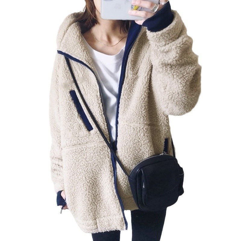 Ζακέτα-σουίτερ με κουκούλα σε ιαπωνικό στυλ, μακριά μανίκια, ύφασμα από βαμβάκι-μίγμα, Χειμώνας 2024, Κανονική γραμμή