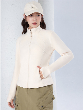 Ženska uska fleece jakna sa stojećim ovratnikom i unutarnjom fleec podstavom, casual stil, 2025 model