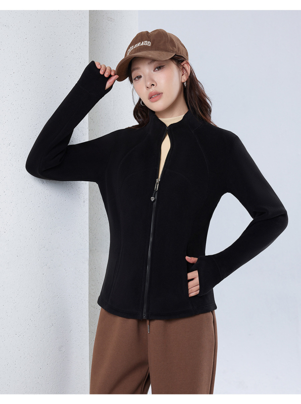 Ženska uska fleece jakna sa stojećim ovratnikom i unutarnjom fleec podstavom, casual stil, 2025 model