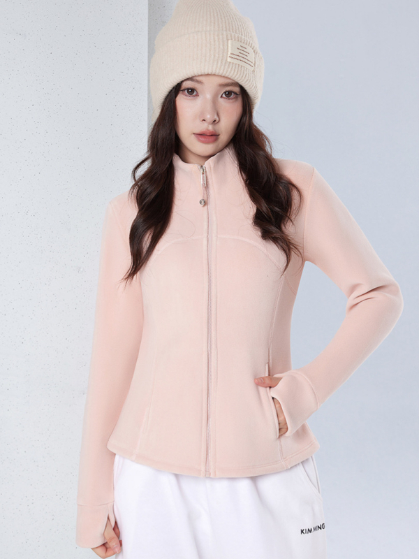 Ženska uska fleece jakna sa stojećim ovratnikom i unutarnjom fleec podstavom, casual stil, 2025 model
