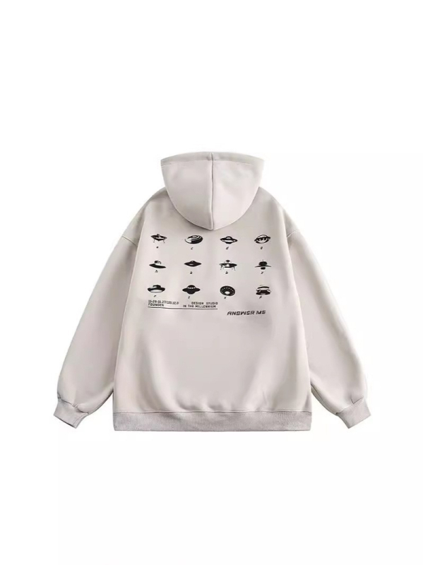 Američki retro hoodie s kapuljom, print, unutarnja fleec podstava, udoban široki kroj, zima 2025, streetwear