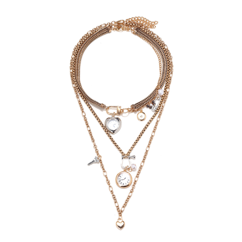 Kézzel készített, cink-ötvözetből készült többrétegű nyaklánc szív medállal, 61–70 cm hosszú lánccal, irodalmi retro stílus