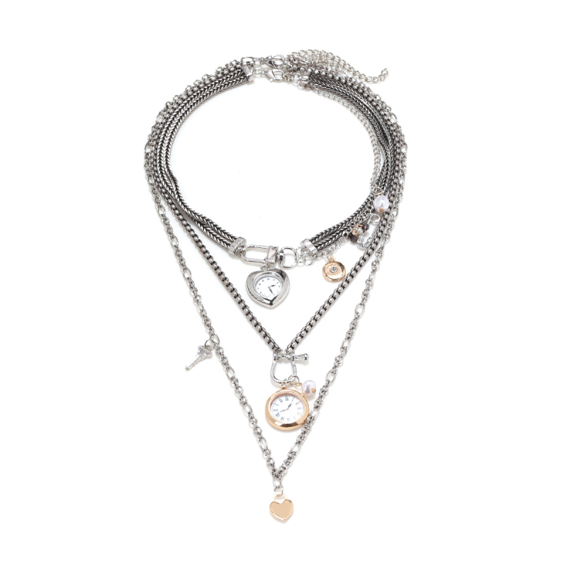 Kézzel készített, cink-ötvözetből készült többrétegű nyaklánc szív medállal, 61–70 cm hosszú lánccal, irodalmi retro stílus