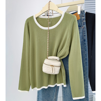 Pulover tricotat pentru mărime plus, cu glugă, din fibre de viscose, guler rotund, mâneci lungi, grosime medie, toamnă-iarnă 2025