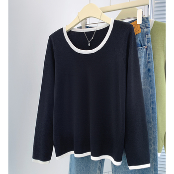 Pulover tricotat pentru mărime plus, cu glugă, din fibre de viscose, guler rotund, mâneci lungi, grosime medie, toamnă-iarnă 2025