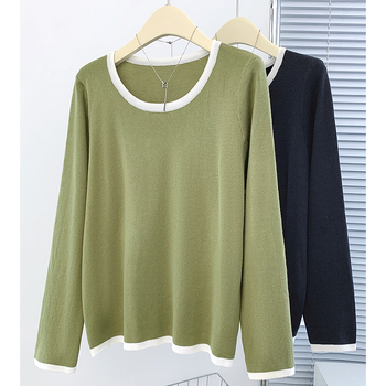 Pulover tricotat pentru mărime plus, cu glugă, din fibre de viscose, guler rotund, mâneci lungi, grosime medie, toamnă-iarnă 2025