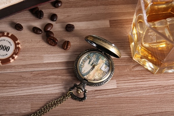 Ceas de buzunar – mișcare quartz, grosime 15 mm, carcasă din aliaj, cristal din plastic, design pod