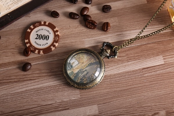 Ceas de buzunar – mișcare quartz, grosime 15 mm, carcasă din aliaj, cristal din plastic, design pod