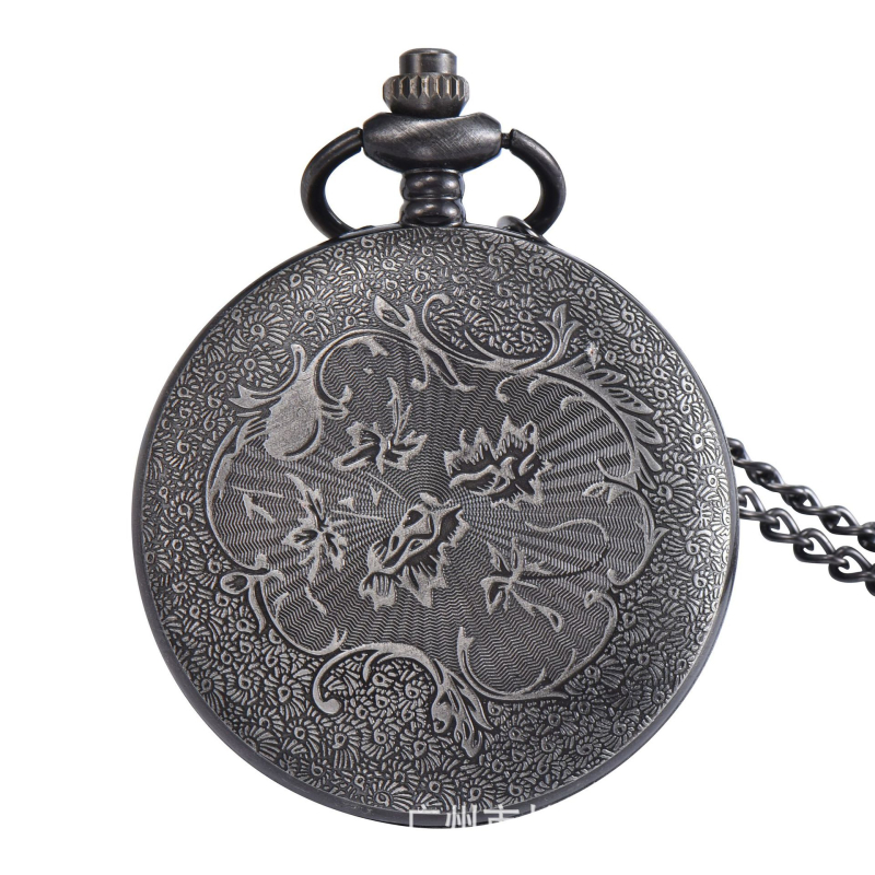 Ceas de buzunar‑pandantiv cu design craniu-fantomă, mișcare quartz SL68, cadran 47 mm, carcasă din aliaj de zinc, timp mondial și afișaj 24 de ore