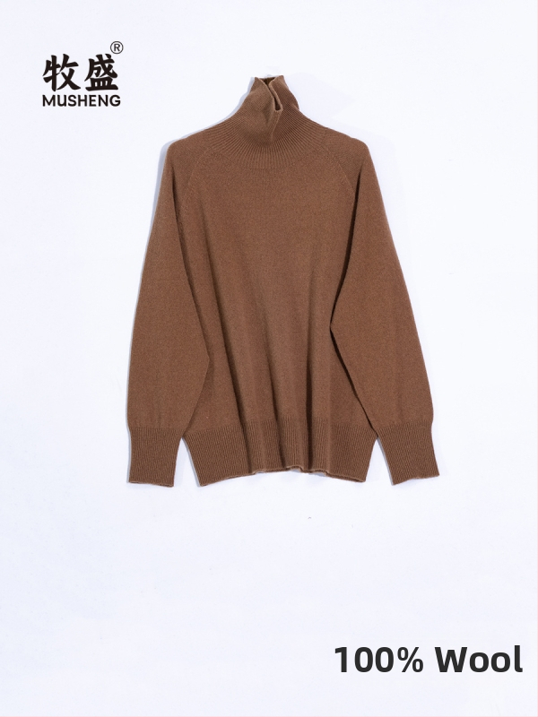 Pulover pentru femei din lână, tricot gros, guler înalt, mâneci raglan, croi lejer, lungime obișnuită, iarnă 2023