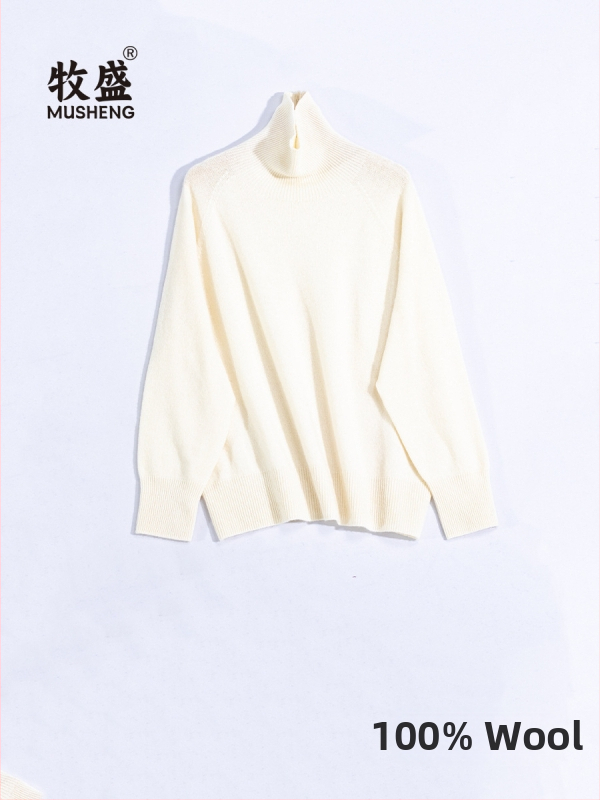 Pulover pentru femei din lână, tricot gros, guler înalt, mâneci raglan, croi lejer, lungime obișnuită, iarnă 2023