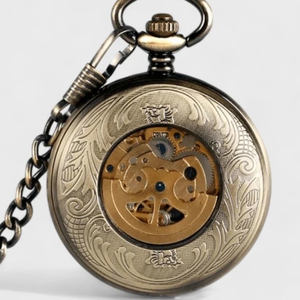 Klasisks mehāniskais kabatas pulkstenis ar luminescējošu cifereni un pasaules laiku, pielāgojams