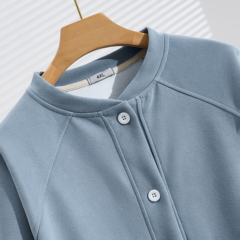 Cardigan de toamnă pentru femei, amestec bumbac-poliester, guler înalt, mâneci lungi, stil japonez-coreean de relaxare, toamnă 2025