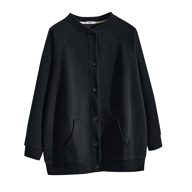 Cardigan de toamnă pentru femei, amestec bumbac-poliester, guler înalt, mâneci lungi, stil japonez-coreean de relaxare, toamnă 2025