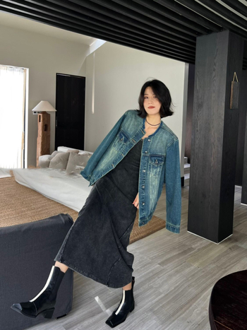 Sieviešu džinsa jaka ar apaļu kaklu, brīvs piegriezums, rudens korejiešu stila, slaida silueta, ikdienas lietošanai