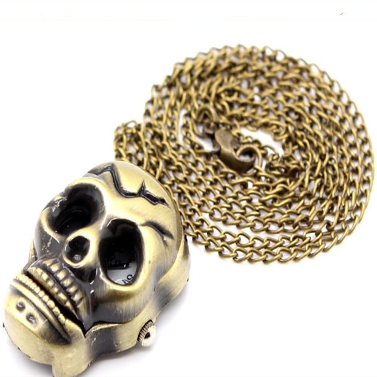 Lubanja džepni sat - vintage lančani dizajn, kvarcni mehanizam, kućište od legure, spiralna krunica