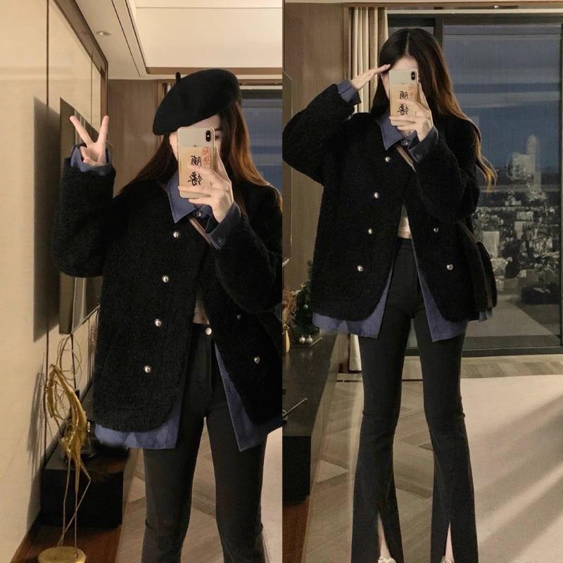 Plus-Size дамско яке, Slim-Fit, поло яка, дълъг ръкав, полиестер 30–50% съдържание