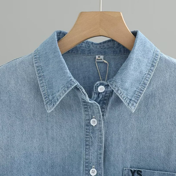 Kokvilnas krekls retro stilā, brīvā piegriezuma, garas piedurknes, 80–90% kokvilna