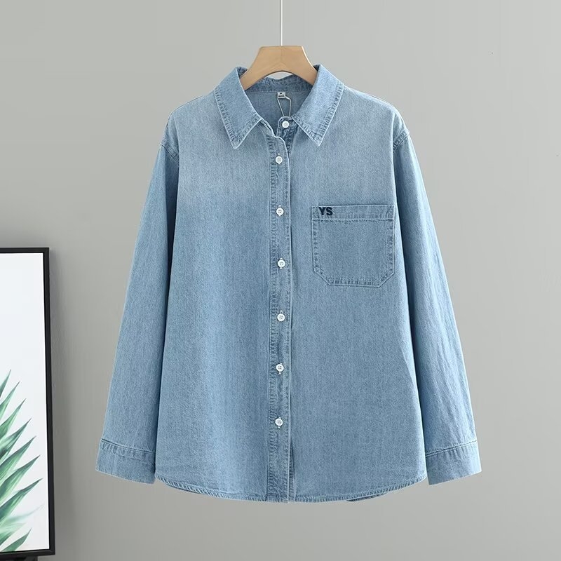 Kokvilnas krekls retro stilā, brīvā piegriezuma, garas piedurknes, 80–90% kokvilna