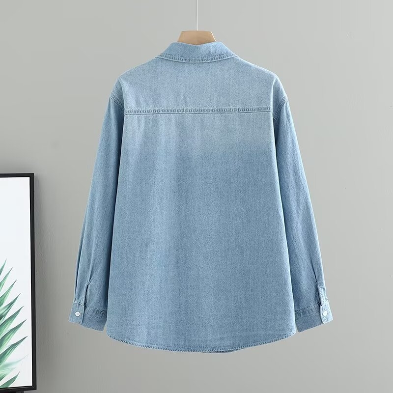 Kokvilnas krekls retro stilā, brīvā piegriezuma, garas piedurknes, 80–90% kokvilna