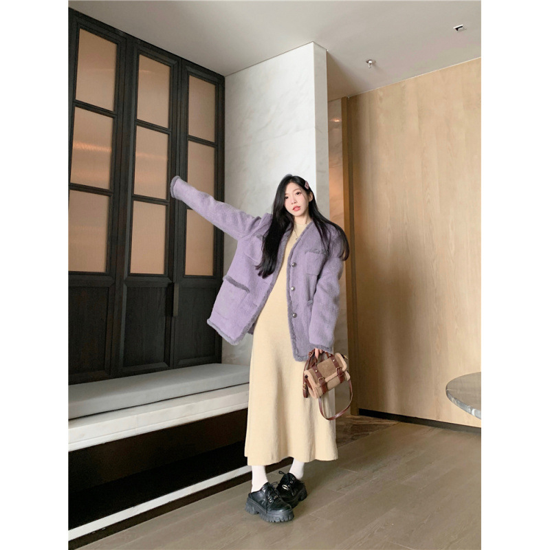 Palton din lână cu design retro, lungime medie, guler V, mâneci lungi, croială lejeră, detaliu patchwork, primăvară 2025