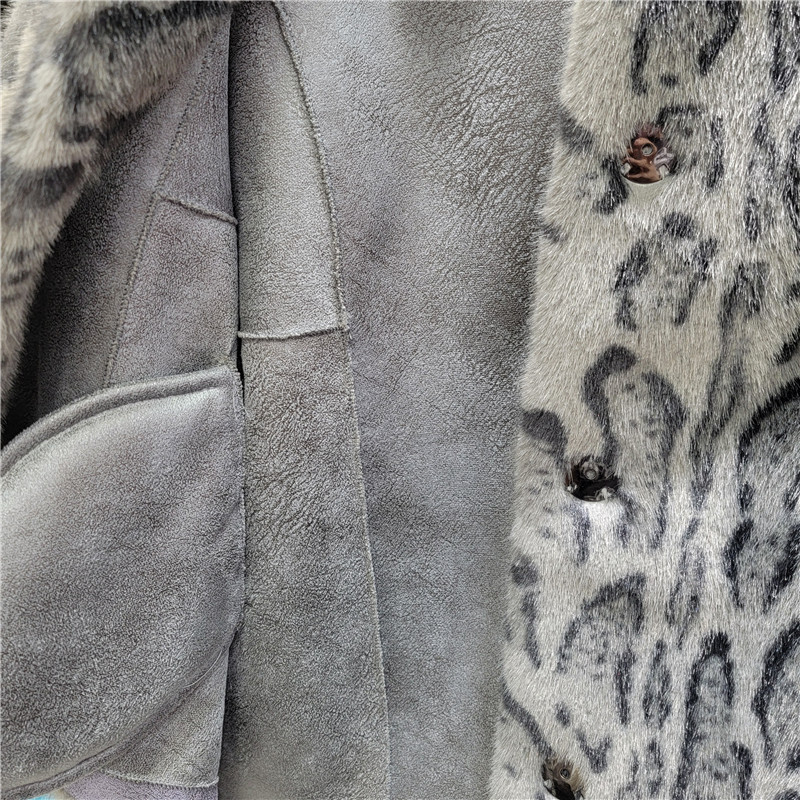Puhati kaput s leopard printom od lažne kože, kapuljača, bez rukava, poliester tkanina, duljina 40–50 cm, euro-američki street stil