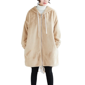 Palton damă cu glugă, croială lejeră, culoare uni, fermoar, toamnă 2025