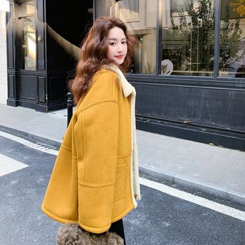 Γυναικείο παλτό από πολυεστέρα με ψεύτικη γούνα, κουκούλα, μακριά μανίκια, χαλαρή γραμμή, ιαπωνο-κορεατικό στυλ.