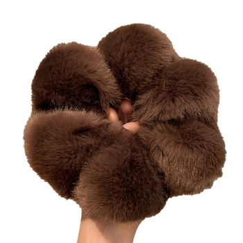 Плюшена гумка за коса — ръчна изработка, винтидж ретро стил, без инкрустирани елементи, зима 2025