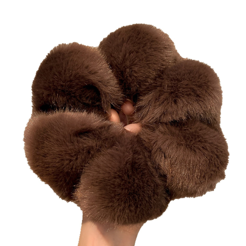 Плюшена гумка за коса — ръчна изработка, винтидж ретро стил, без инкрустирани елементи, зима 2025