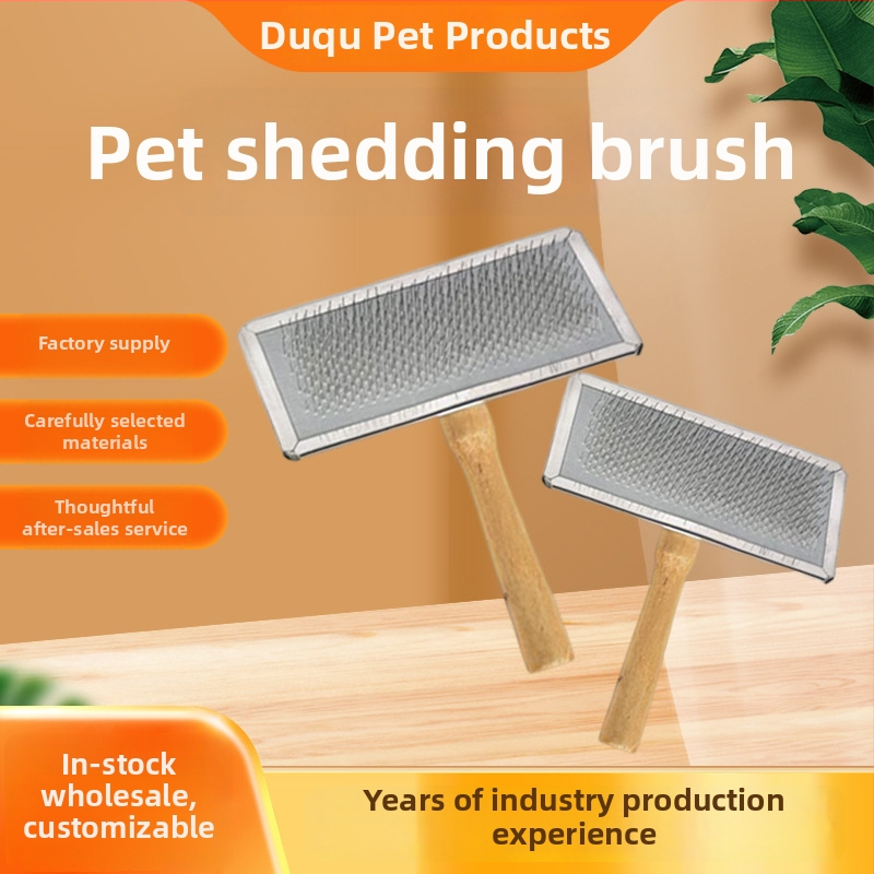 Suņu kopšanas ķemme ar koka rokturi un nerūsējoša tērauda zobiem – vaļīgu matu atšķetināšana un mezglu likvidēšana, Duoqu