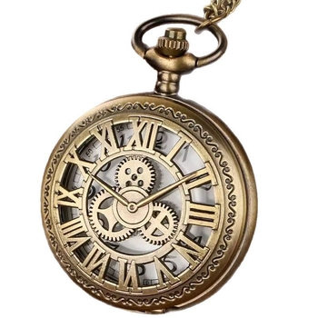 Ceas de buzunar retro cu oră mondială (Mișcare Quartz • Carcasă din aliaj de zinc • Cadran rotund • Coroană spirală)