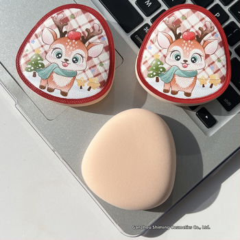 Rubycell pudros Kempinė iš putų odos, Kalėdinis elnio marshmallow dizainas, Didelis ir storas pagrindinio makiažo aplikatorius