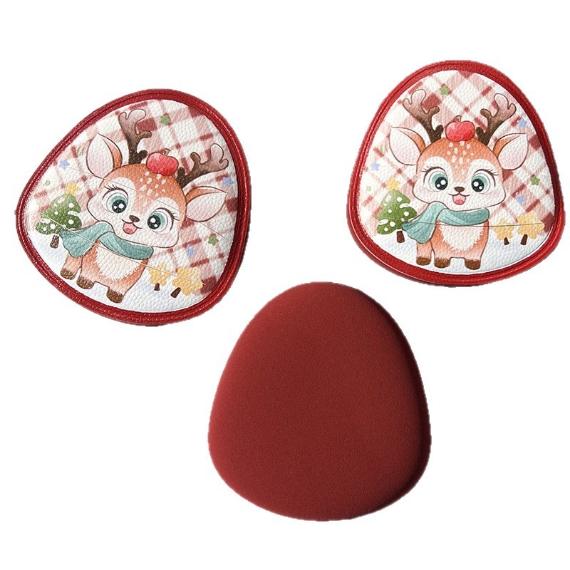 Rubycell pudros Kempinė iš putų odos, Kalėdinis elnio marshmallow dizainas, Didelis ir storas pagrindinio makiažo aplikatorius