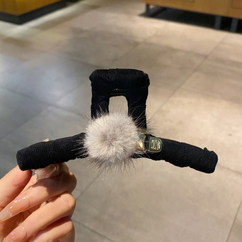 Аксесоар за коса – Shark Clip, ръчна изработка, плюш и фланел, Yayue, стил Fresh and Sweet