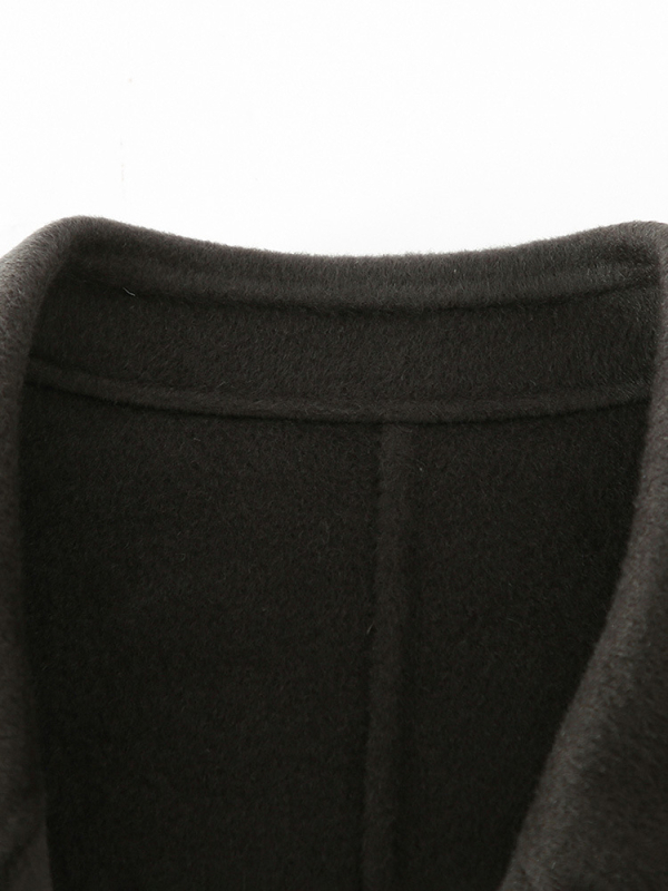 Мъжко палто от 100% чиста вълна, двуредово закопчаване, свободна кройка, без подплата, еднотонен дизайн, костюмна яка, зимно палто 2024